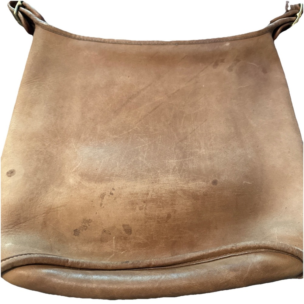 RARE Coach Purse NYC Vintage 80s Tan Leather Bag Brown Chunky Zipper - Picture 3 of 16